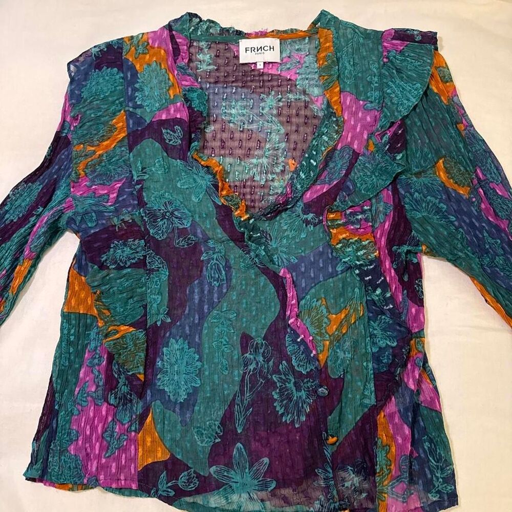 FRNCH Women's jewel tone sheer Blouse